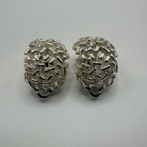 Vintage Erwin Pearl Silver-Tone Clip-On Earrings